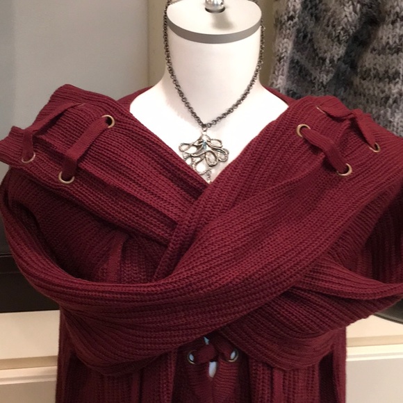 Cloud Chaser Sweaters - Pretty Maroon V Neck with Ties
